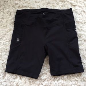 Black Athleta running shorts